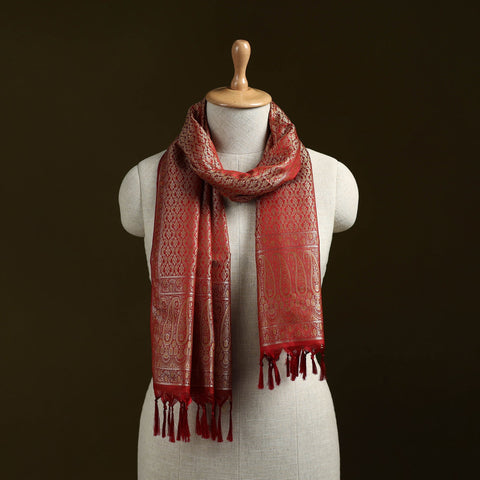 Handloom semi silk jacquard weave banarasi stole