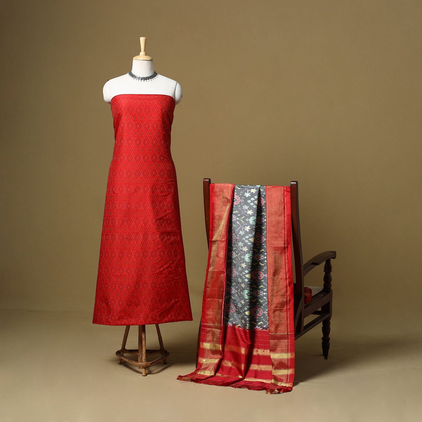 Handloom sico pochampally ikat 2pc unstitched dress