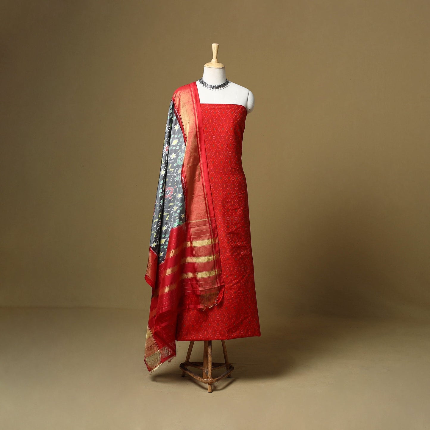Handloom sico pochampally ikat 2pc unstitched dress