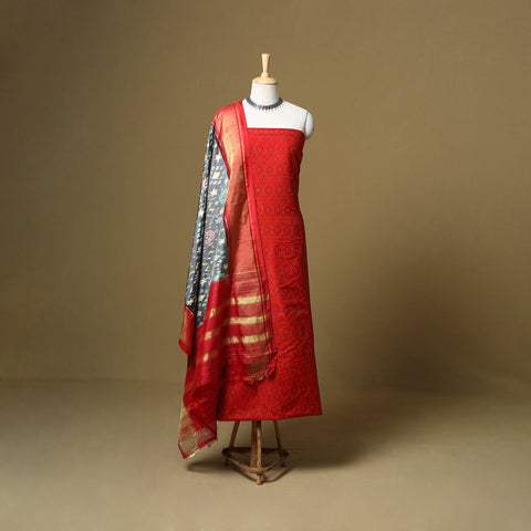 Handloom sico pochampally ikat 2pc unstitched dress