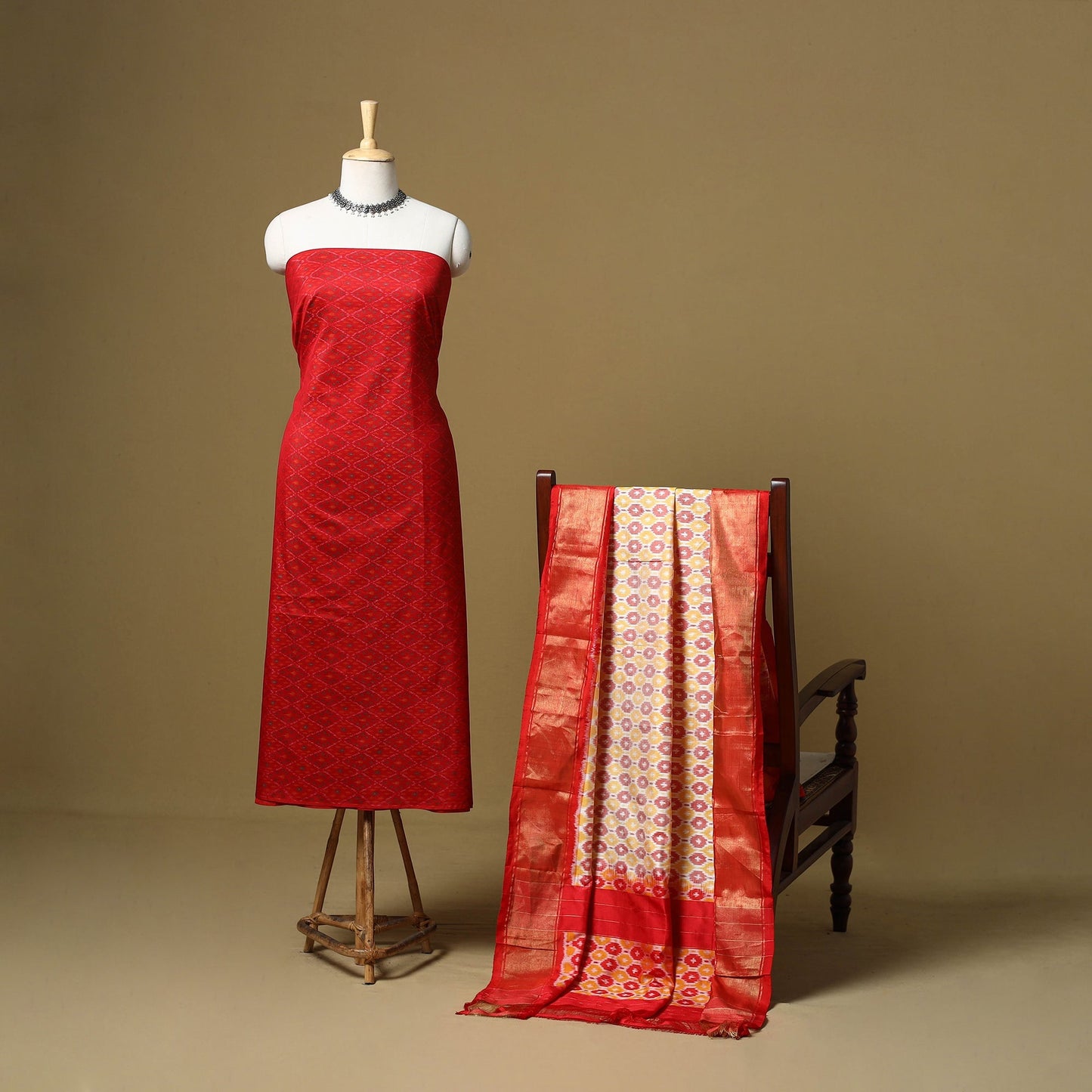 Handloom sico pochampally ikat 2pc unstitched dress