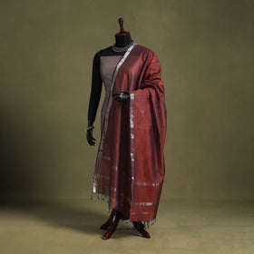 Red - handloom silk cotton maheshwari dupatta 02