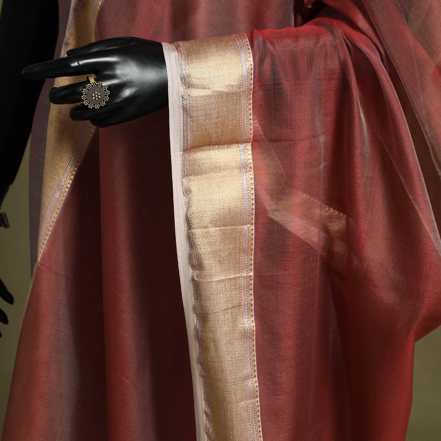 Red - handloom silk cotton maheshwari dupatta 55