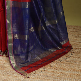 Red - handloom silk cotton maheshwari saree with zari