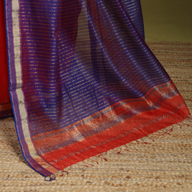 Red - handloom silk cotton maheshwari saree with zari