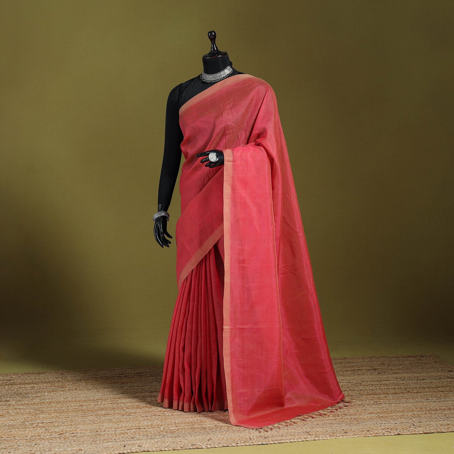 Red - handloom silk cotton mangalagiri pattu saree 02