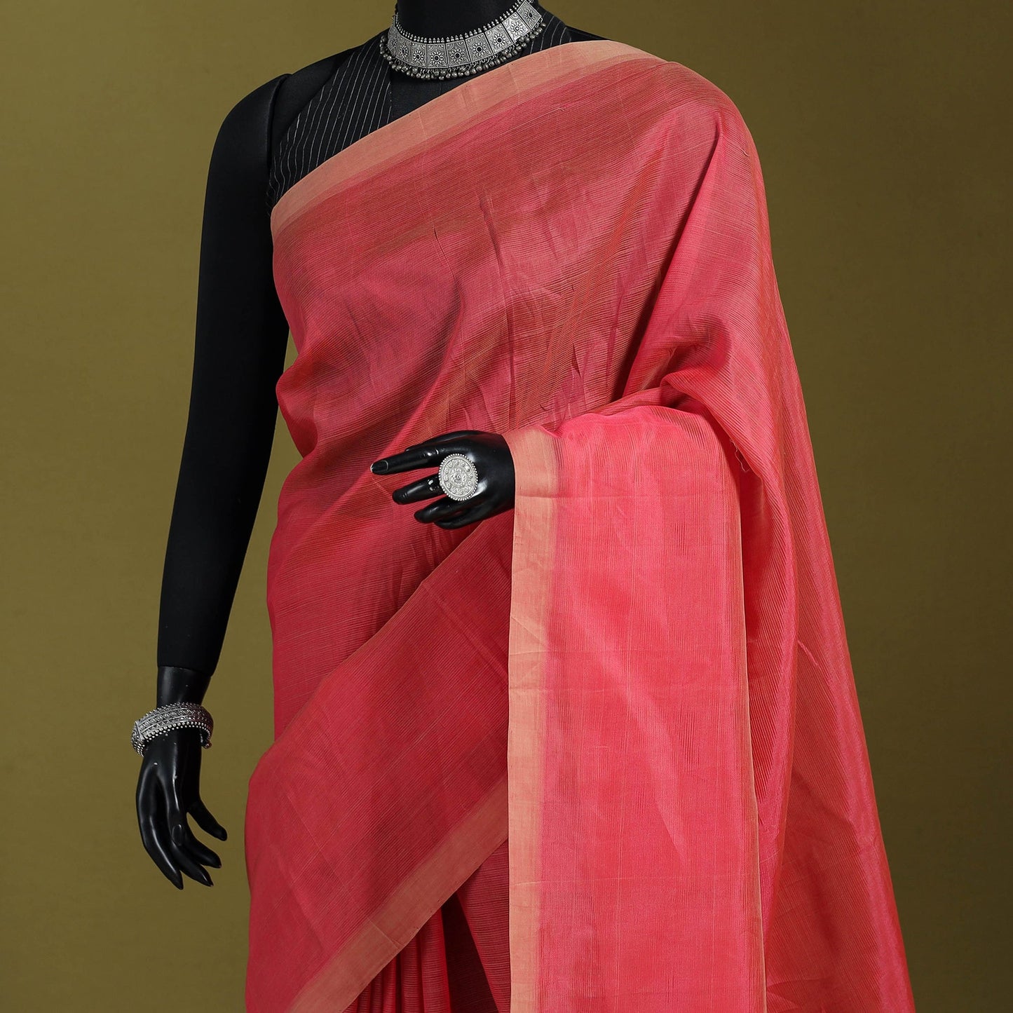 Red - handloom silk cotton mangalagiri pattu saree 02