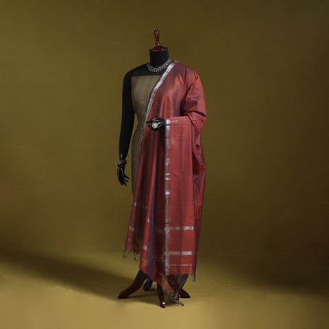 Handloom silk cotton stripes maheshwari dupatta with zari