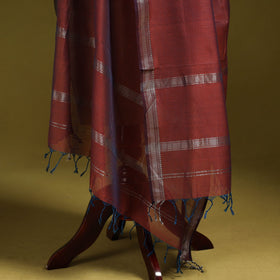 Handloom silk cotton stripes maheshwari dupatta with zari