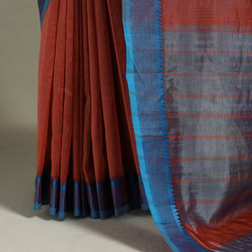 Red Handloom Silk Cotton Thread Border Mangalagiri Pattu Saree