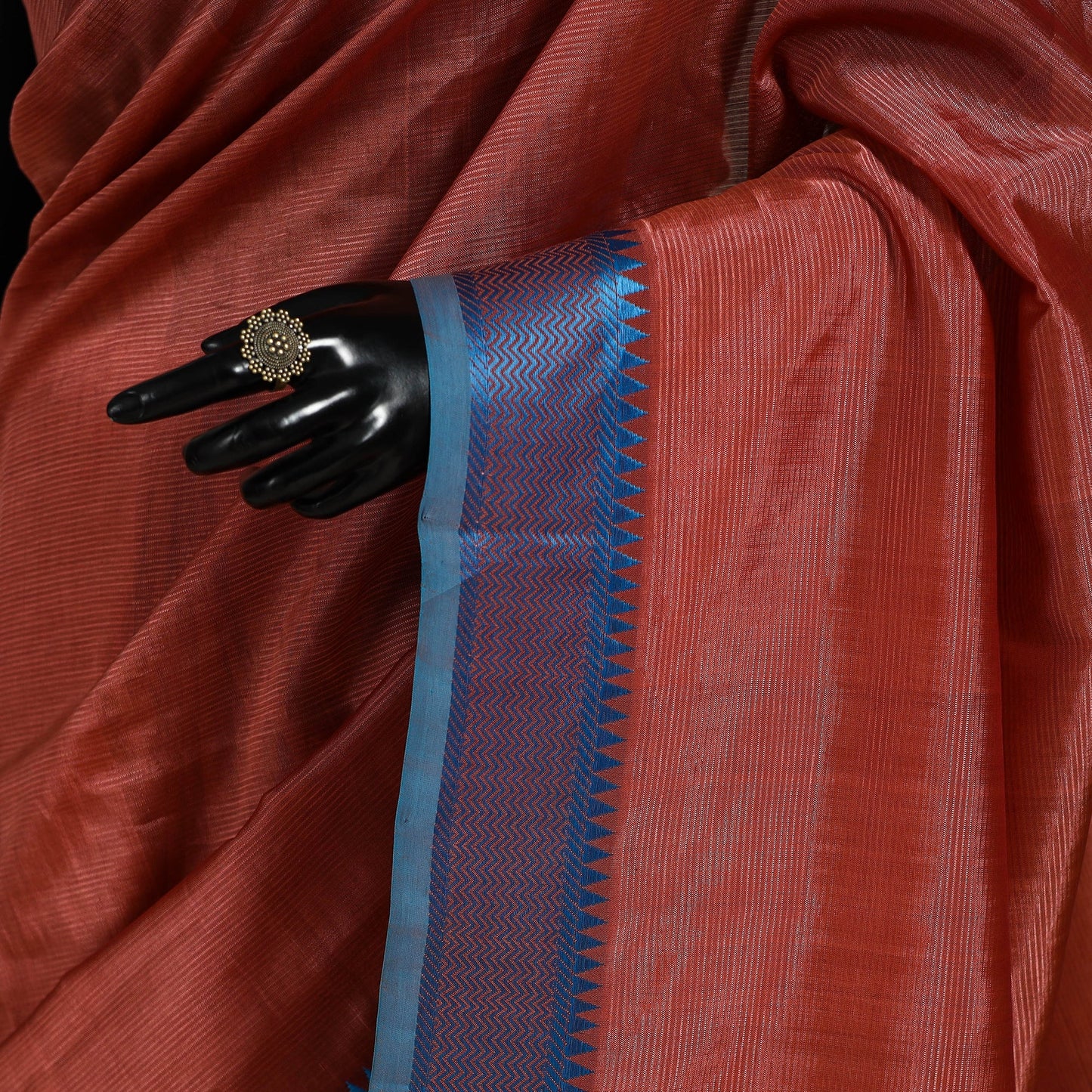 Red Handloom Silk Cotton Thread Border Mangalagiri Pattu Saree