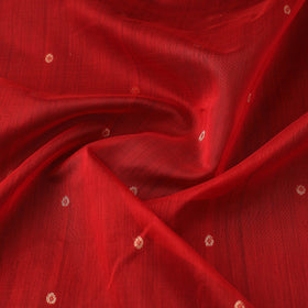  Red Handloom Silk Cotton Zari Buti Chanderi Fabric