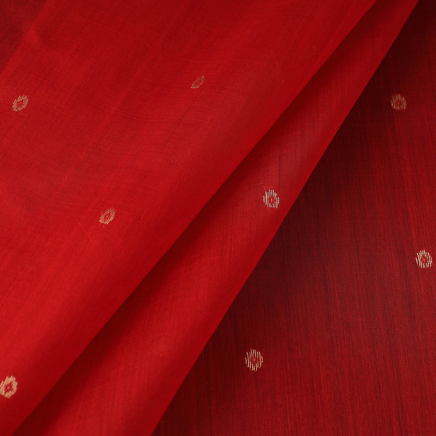  Red Handloom Silk Cotton Zari Buti Chanderi Fabric