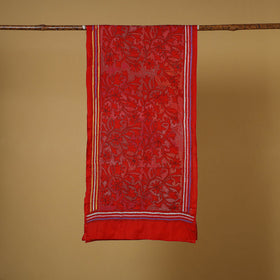 Red - handloom tussar silk bengal kantha work stole 10