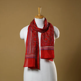 Red - handloom tussar silk bengal kantha work stole 10