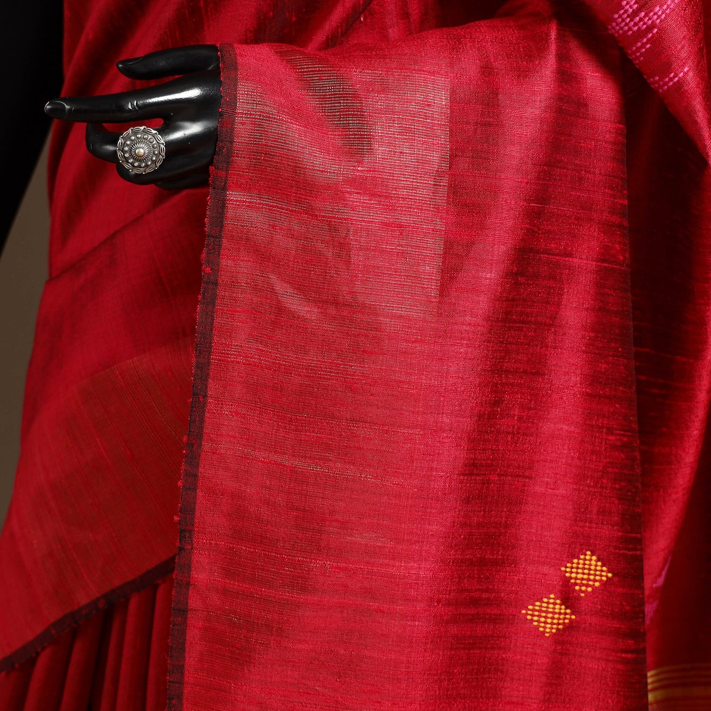 Red - handloom tussar silk zari border bhagalpuri saree 14