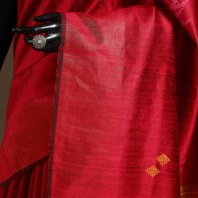 Red - handloom tussar silk zari border bhagalpuri saree 14