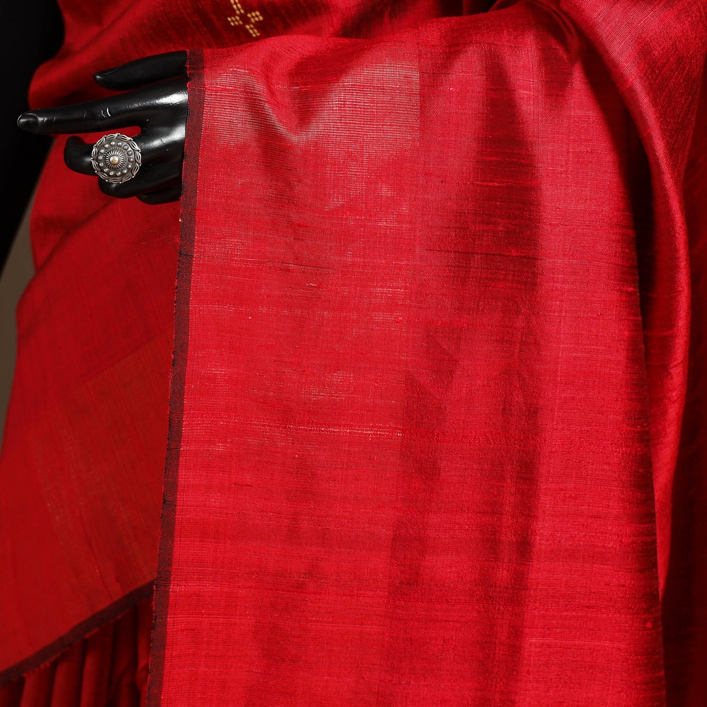 Red - handloom tussar silk zari border bhagalpuri saree 15