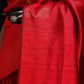 Red - handloom tussar silk zari border bhagalpuri saree 15