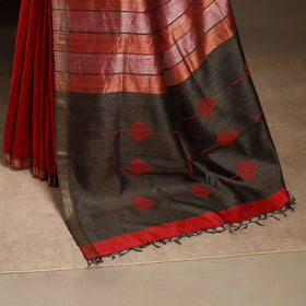 Red - handloom tussar silk zari border bhagalpuri saree 16