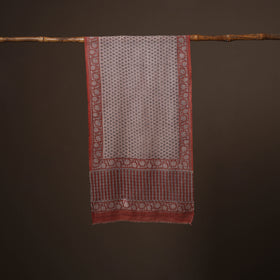 Maroon - handloom woolen natural dyed bagru stole 05