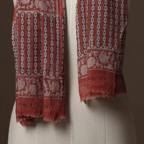 Maroon - handloom woolen natural dyed bagru stole 05