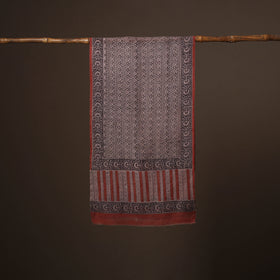 Maroon - handloom woolen natural dyed bagru stole 06