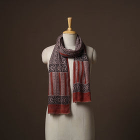 Maroon - handloom woolen natural dyed bagru stole 06