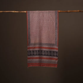 Maroon - handloom woolen natural dyed bagru stole 08
