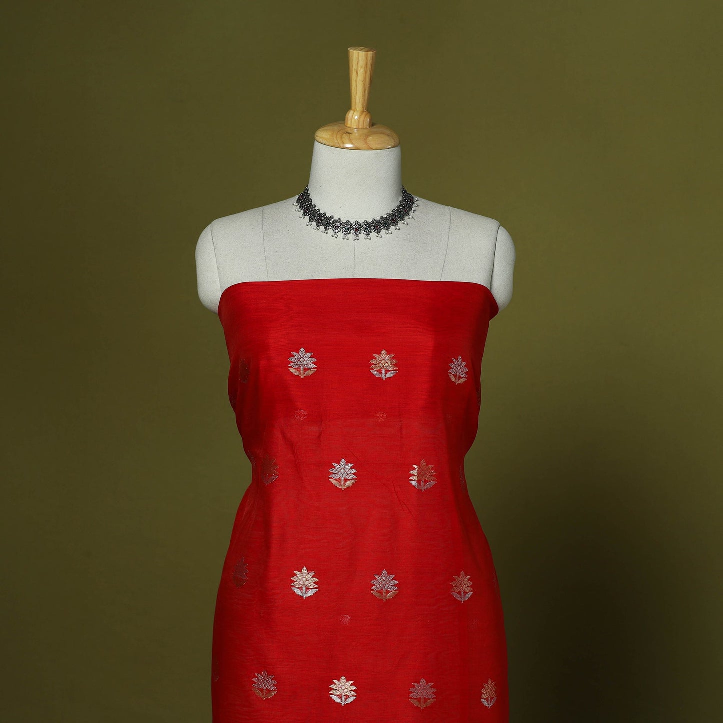 Handloom zari buti chanderi silk 2pc unstitched dress