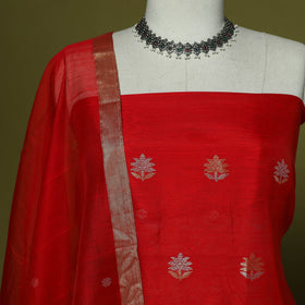 Handloom zari buti chanderi silk 2pc unstitched dress
