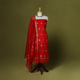 Handloom zari buti chanderi silk 2pc unstitched dress