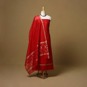 Handloom zari buti chanderi silk 2pc unstitched dress