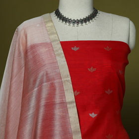 Handloom zari buti chanderi silk 2pc unstitched dress
