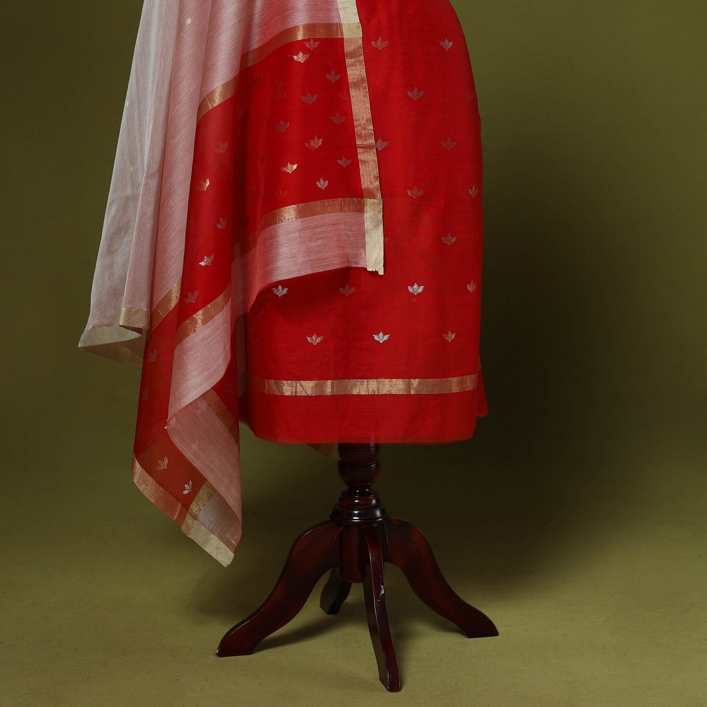Handloom zari buti chanderi silk 2pc unstitched dress