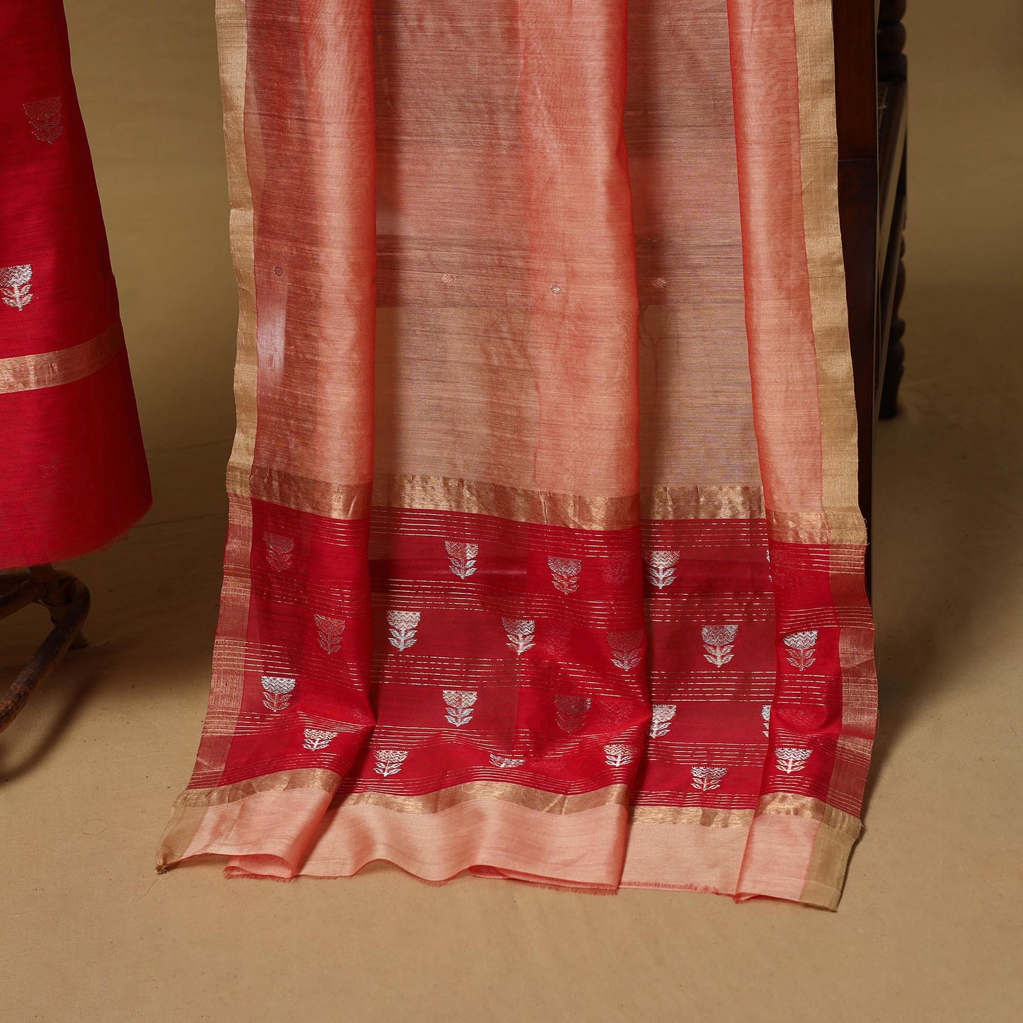 Handloom zari buti chanderi silk 2pc unstitched dress