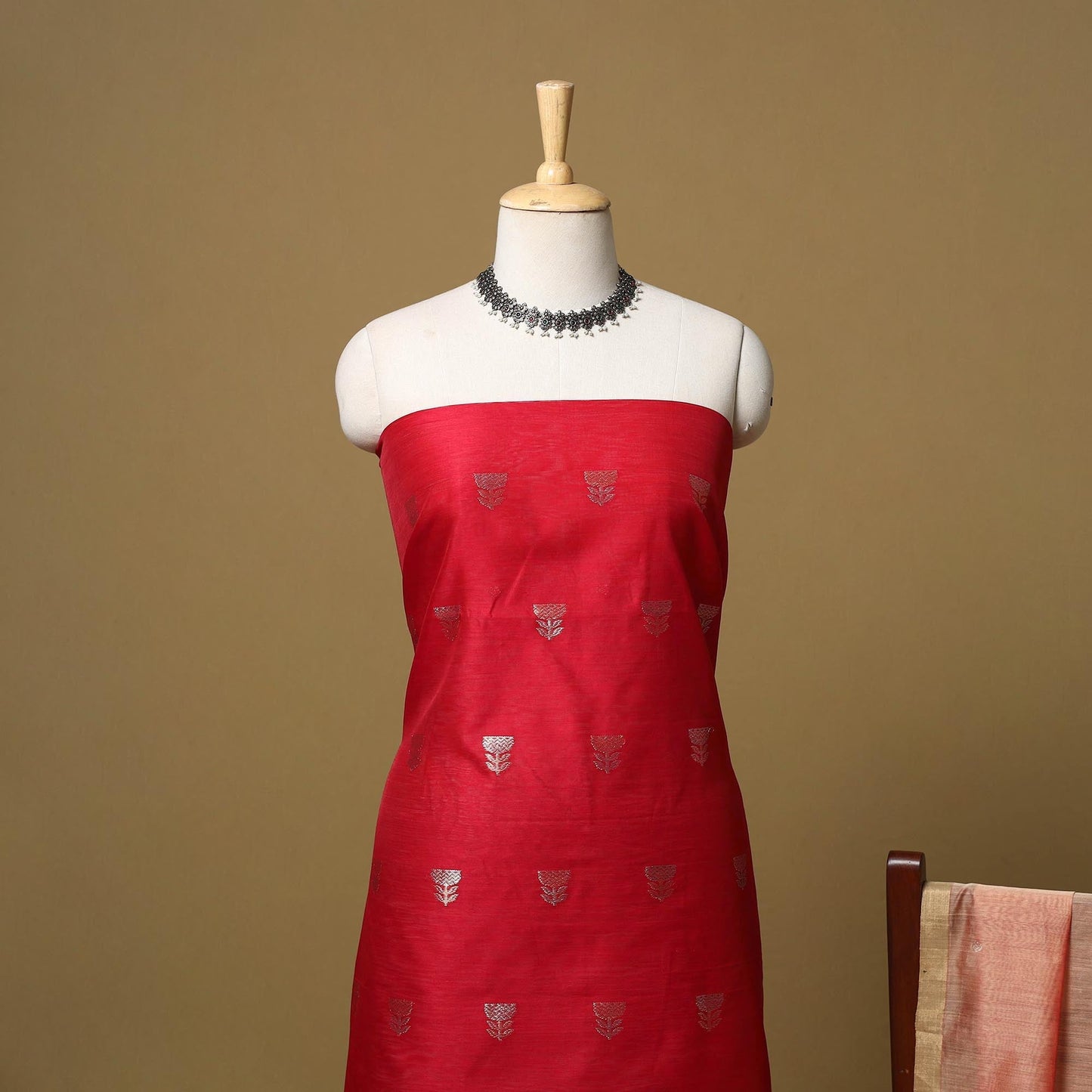 Handloom zari buti chanderi silk 2pc unstitched dress