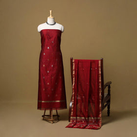 Handloom zari buti chanderi silk 2pc unstitched dress