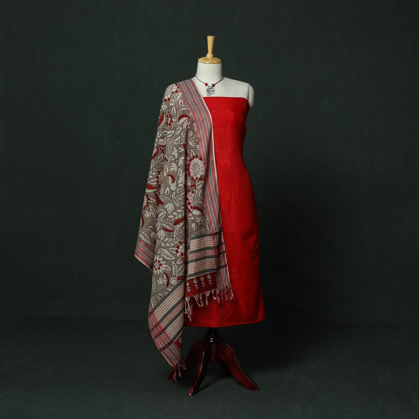 Handloom zari buti chanderi silk 2pc unstitched dress