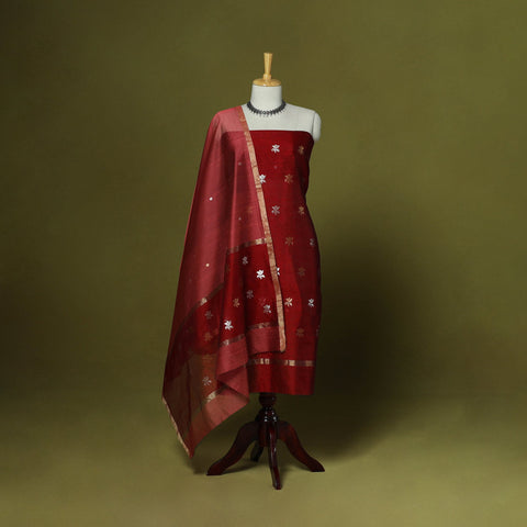 Handloom zari buti chanderi silk 2pc unstitched dress