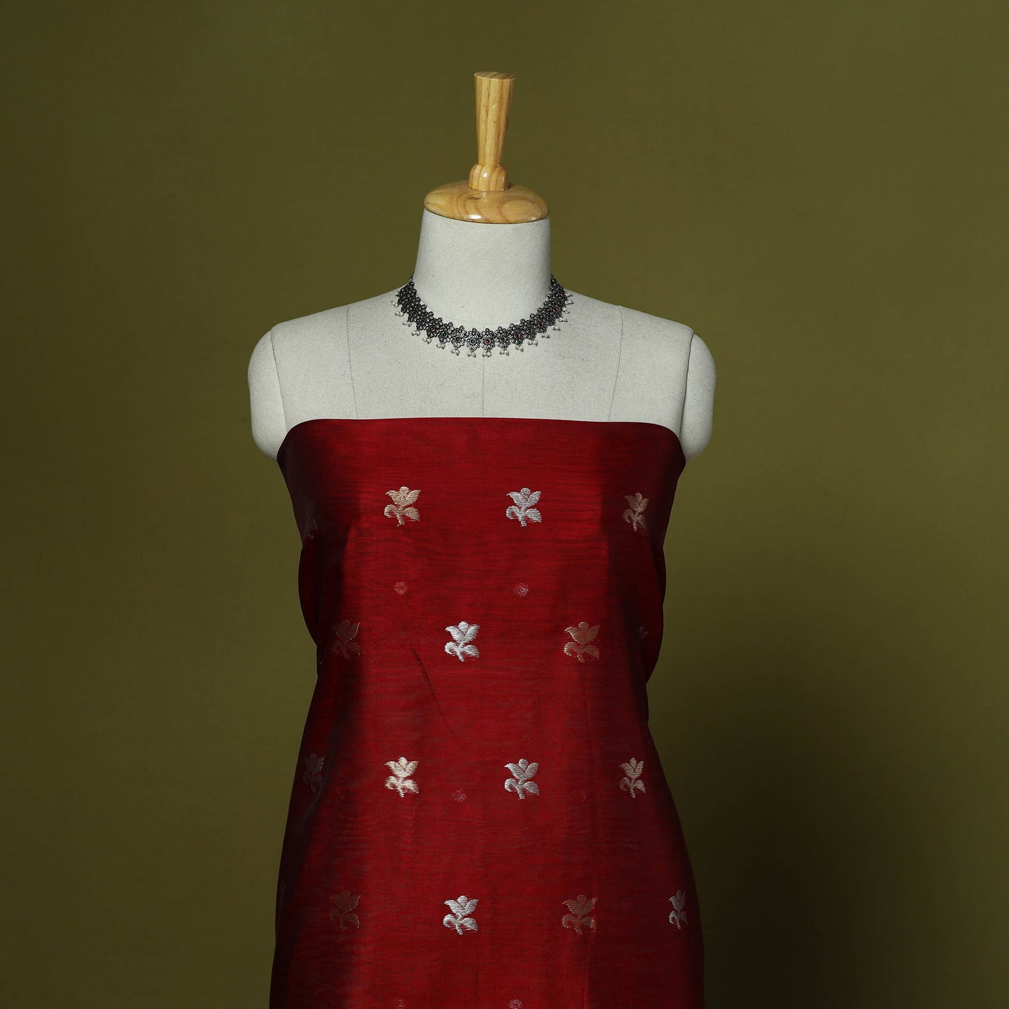 Handloom zari buti chanderi silk 2pc unstitched dress