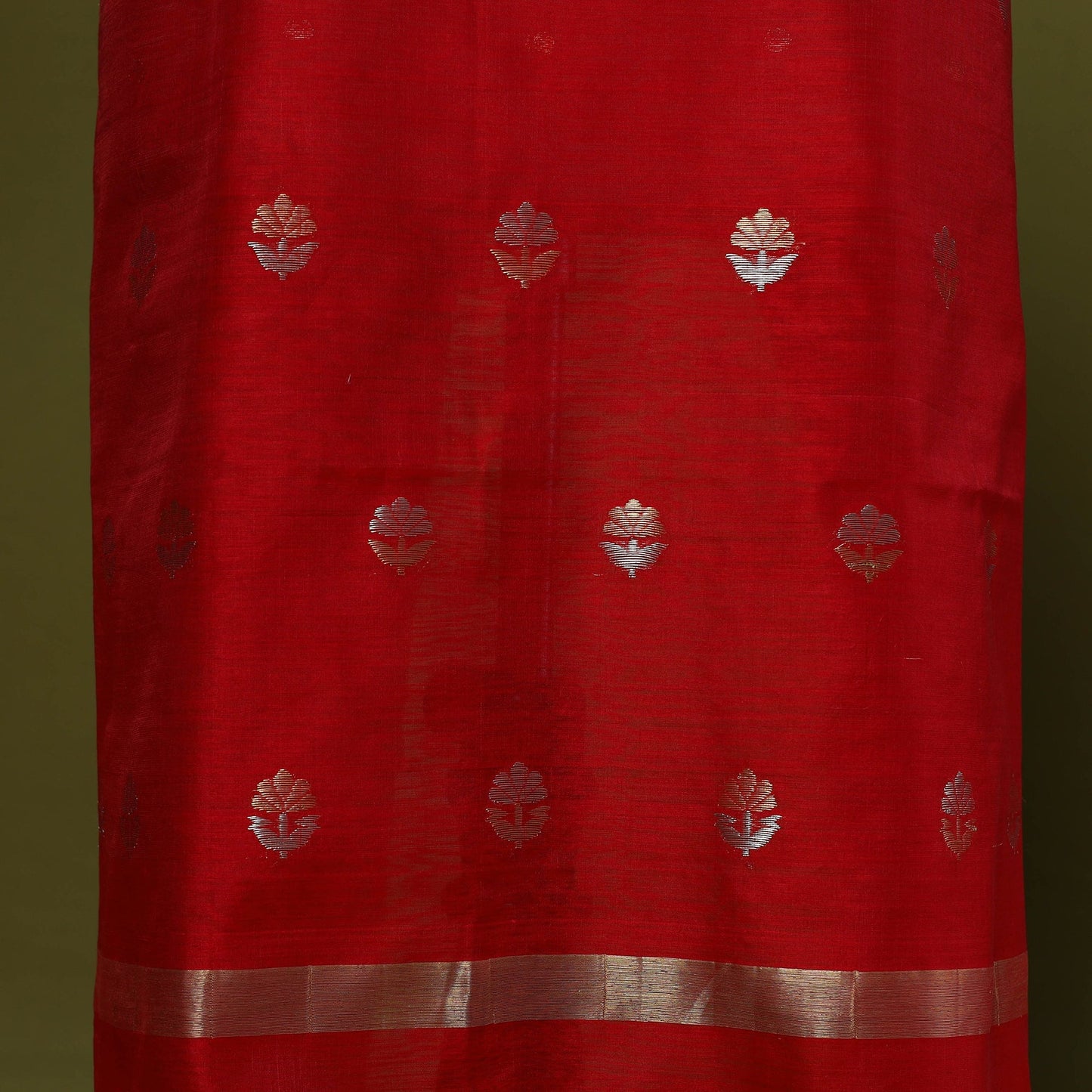 Handloom zari buti chanderi silk 2pc unstitched dress
