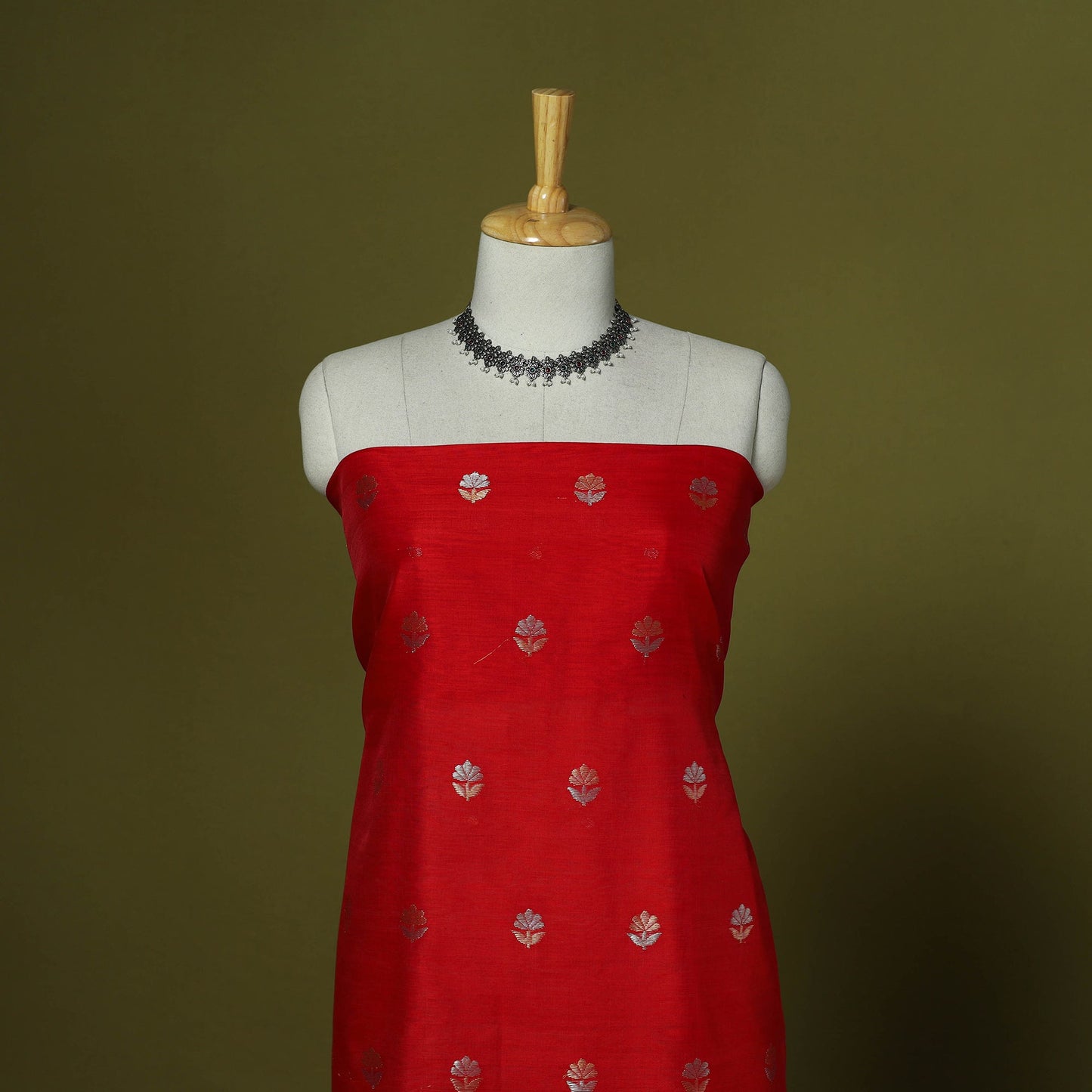 Handloom zari buti chanderi silk 2pc unstitched dress