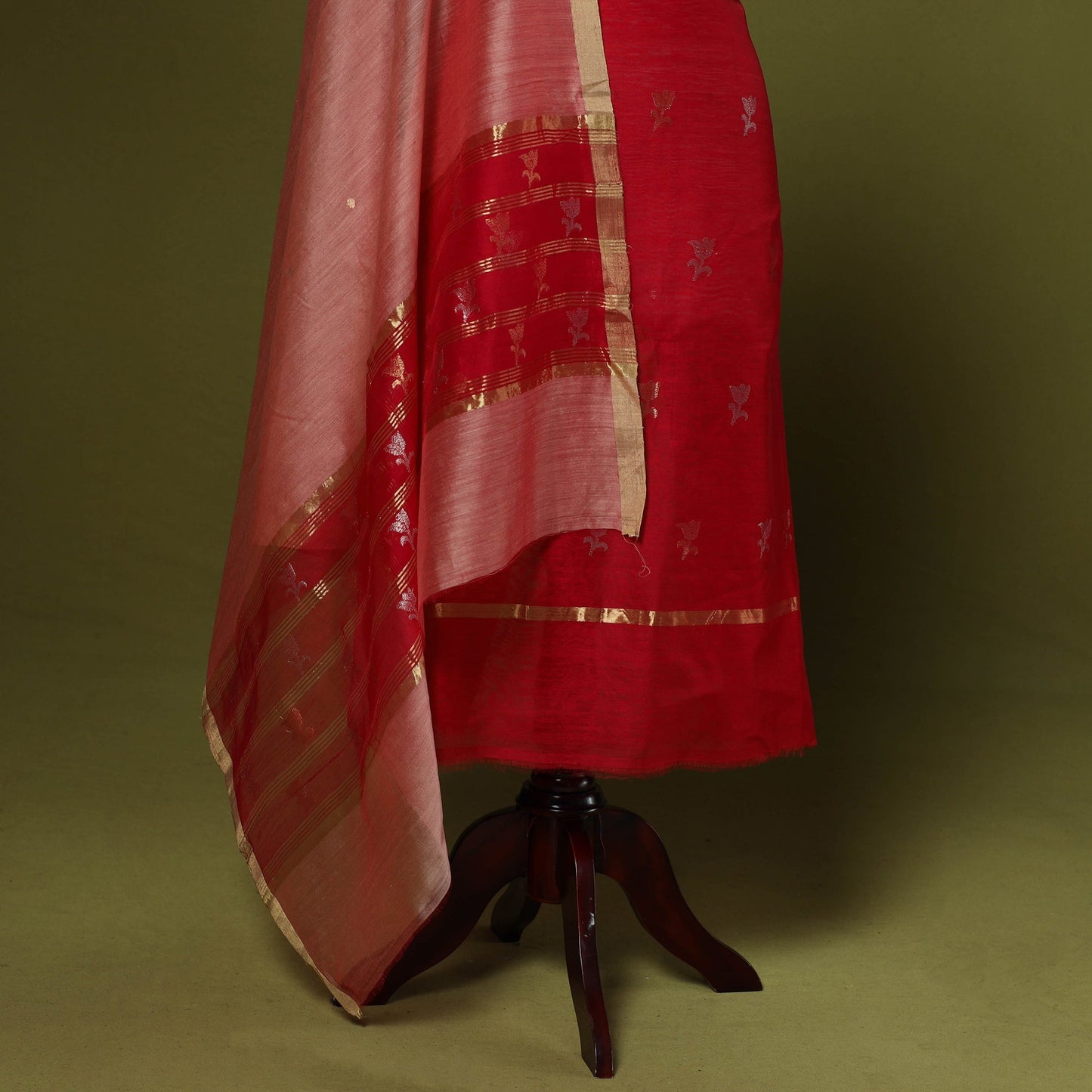 Handloom zari buti chanderi silk 2pc unstitched dress