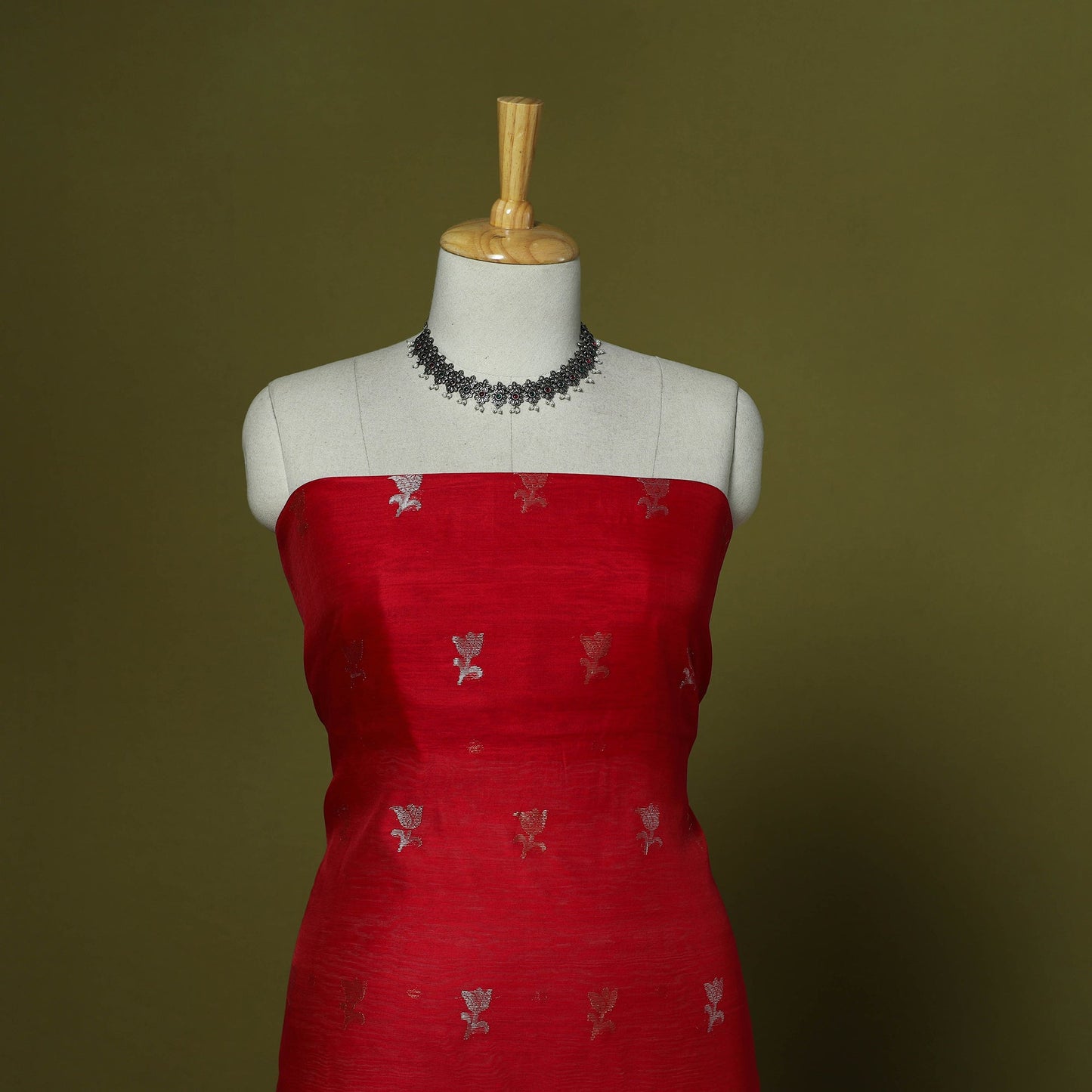 Handloom zari buti chanderi silk 2pc unstitched dress