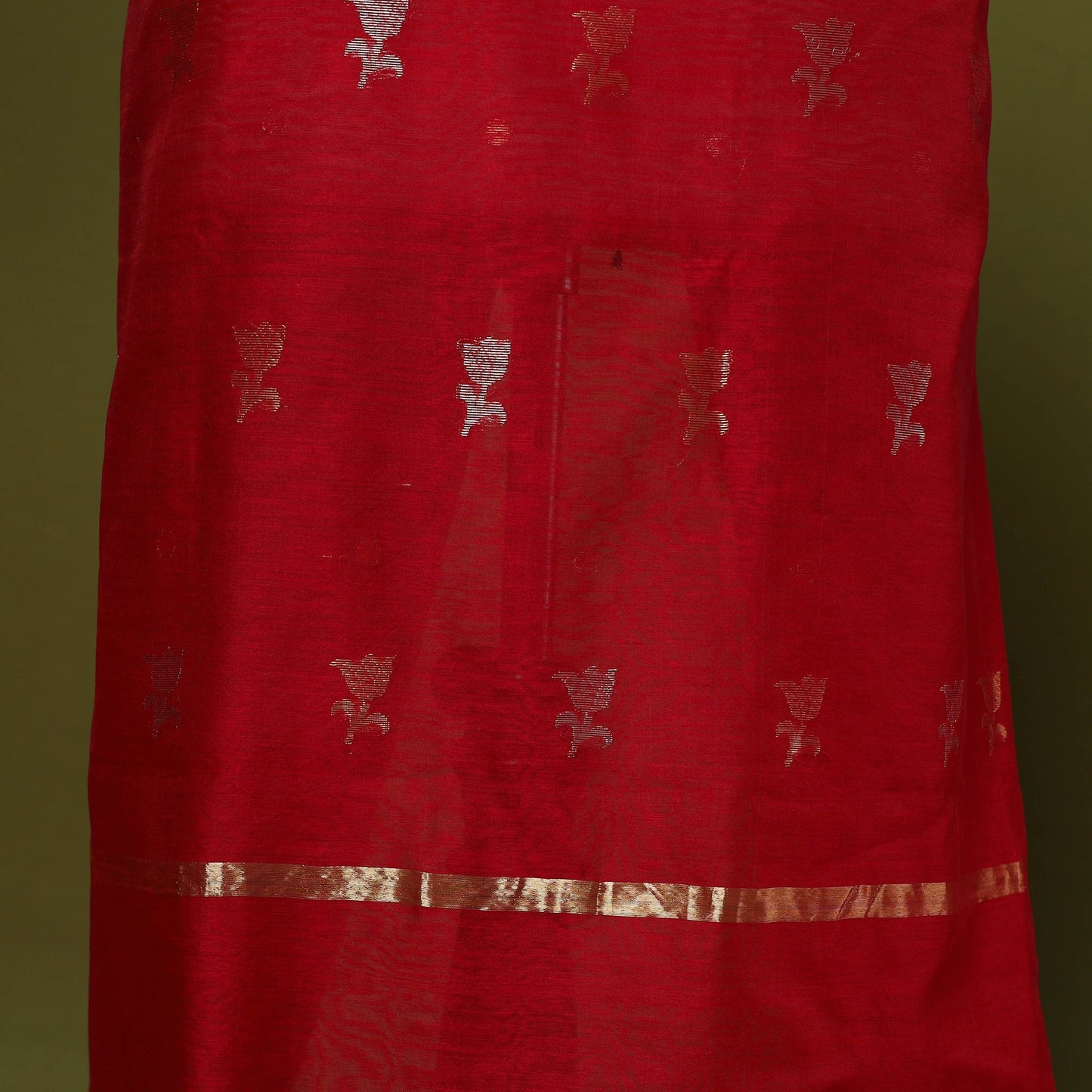 Handloom zari buti chanderi silk 2pc unstitched dress