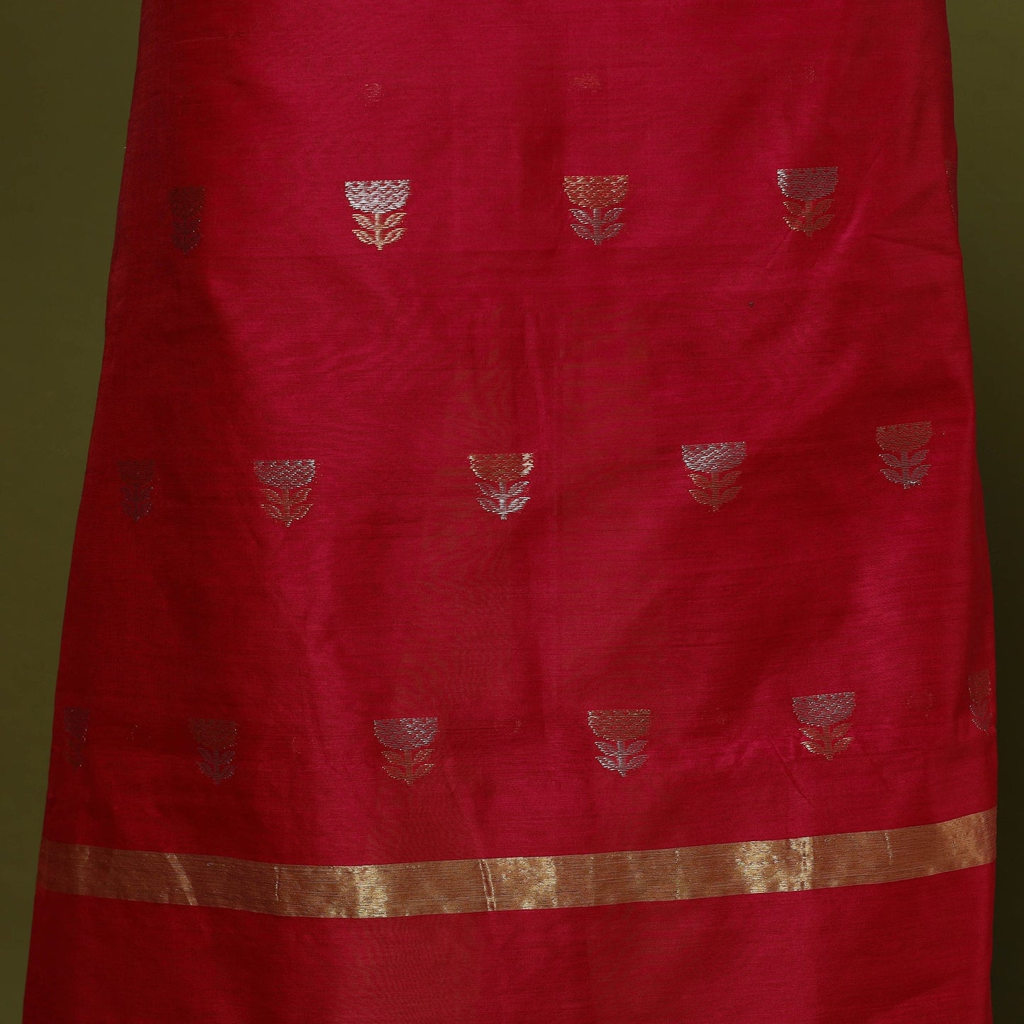 Handloom zari buti chanderi silk 2pc unstitched dress
