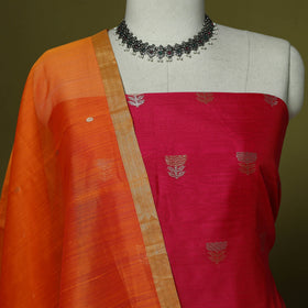 Handloom zari buti chanderi silk 2pc unstitched dress