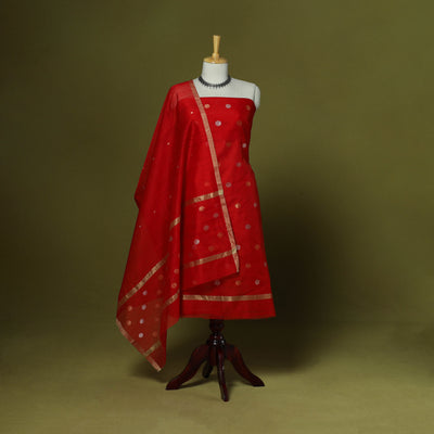 Handloom zari buti chanderi silk 2pc unstitched dress