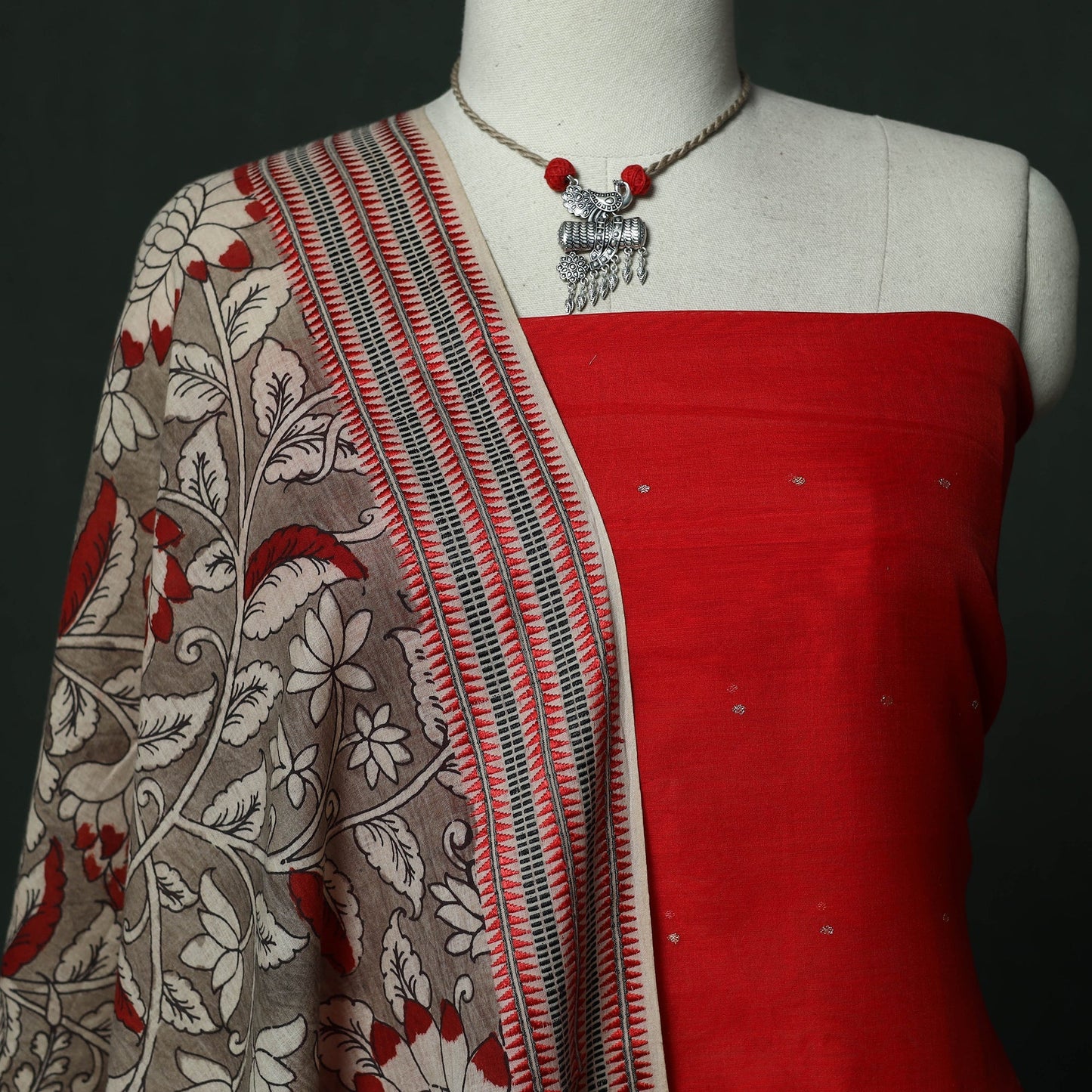 Handloom zari buti chanderi silk 2pc unstitched dress